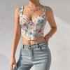 Women Floral Print Camisole Summer Fashion Streetwear Bohemian Bodycon Cropped Tops Retro Designer Irregular Tank Tops