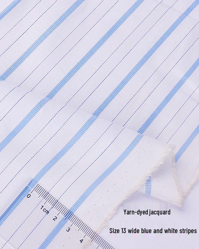 Blue, White, Gray Striped Cotton Fabric for Summer Shirts and Work Dresses
