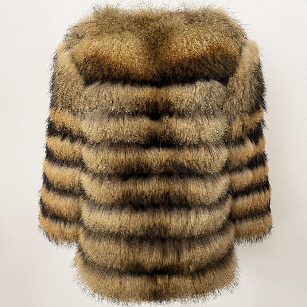 OFTBUY 2024 Winter Jacket Women Natural Real Fox Raccoon Fur Coat Thick Warm Outerwear Streetwear Brand three quarter sleeve