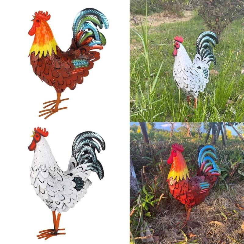Chicken Statue Decors Rooster Sculpture Modern Art Table Centerpieces Crafts Metal Sculpture Gifts Lawn Ornaments