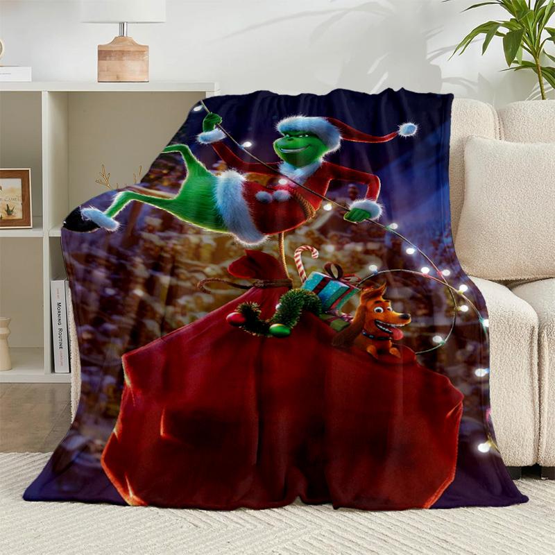 1PC Green monster Christmas Spirit Flannel Blanket Gift, Suitable for Both Men And Women, Soft Ideal for Beds And Sofa, Birthday Or Christmas Gift