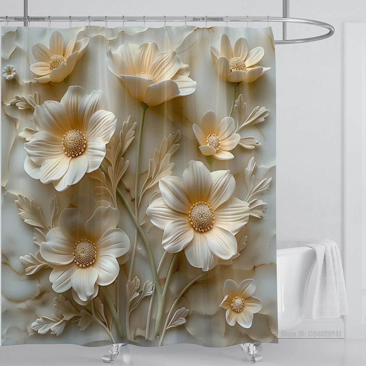 

3D друк Розкішна Діамантова Квітка в Китайському Стилі Шторка для Душу Поліестерова Тканина Шторки для Ванної Висока Якість З Гачками Килимок для Ванної W150xH180cm