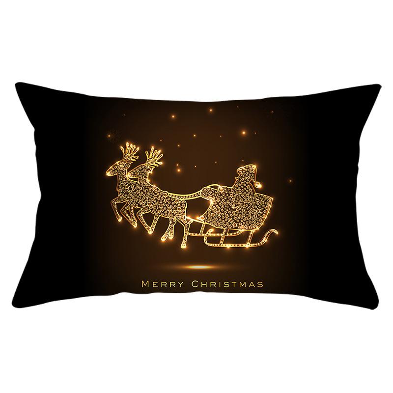 New Black Gold Series Christmas Peach Skin Print Waist Pillow Cover Home Accessories Cushion Cover Sofa Cushion Cover