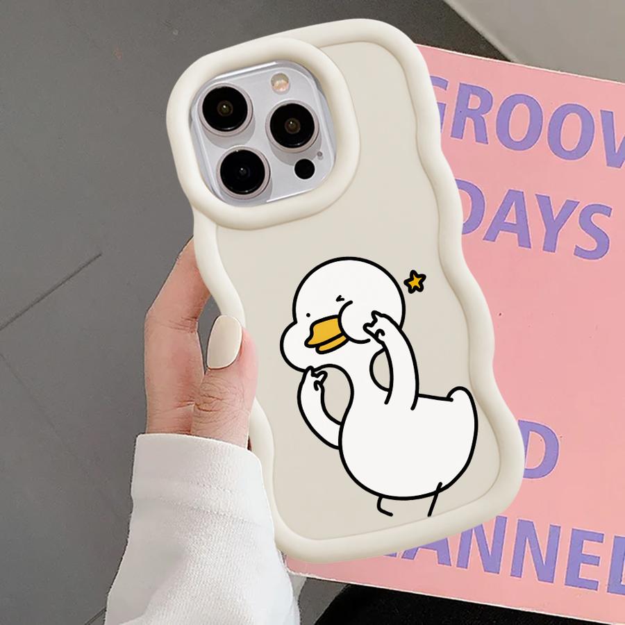 Cartoon-Enten-Hülle für iPhone 14 15 Plus XR 16 Pro Max 12 8 11 17 Air 13 Weiche Handyhülle