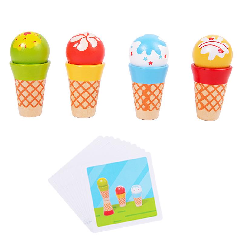 Wooden Ice Cream Shop Pretend Play & Cash Register Toy for Kids