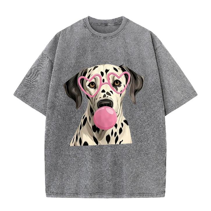 2026 New Dalmatian Dog Print T-shirt Cute Heart Glasses Graphic Tee Summer Casual Harajuku Loose Short Sleeve Tops Unisex Daily
