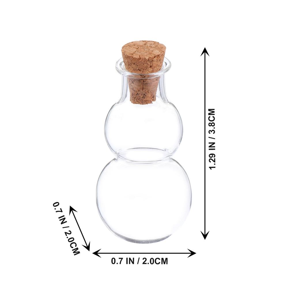 3pcs Wishing Bottles Clear Corked Drift Bottle Glass Corked Diy Bottle For Perfume Storage Jar Gourd Shape Decor