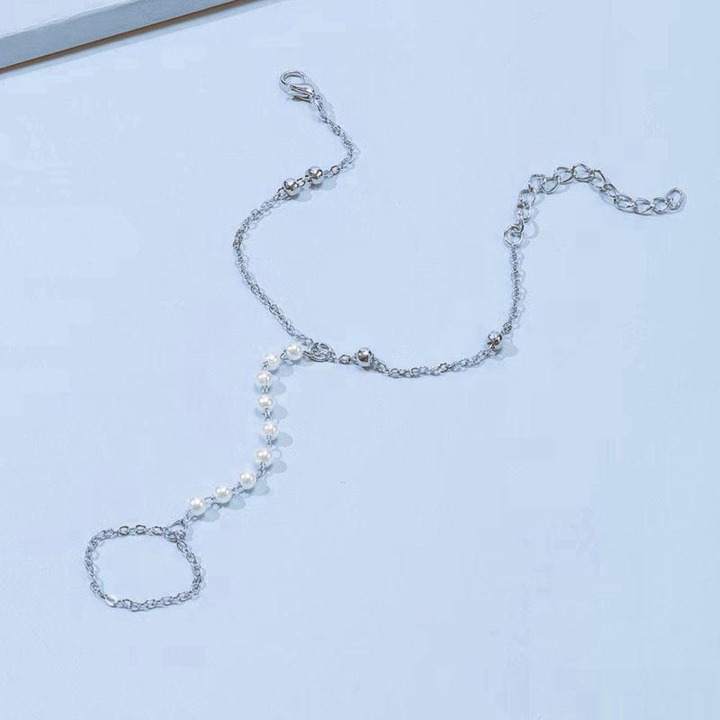 Fashion Women's Elegant Temperament Copper Bead Chain Accessories, Simple Pearl Finger Bracelet