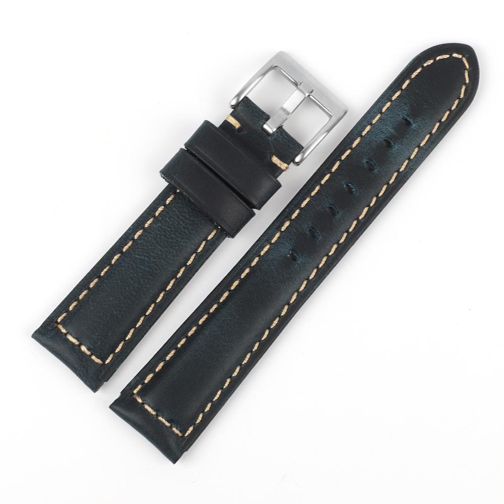 

Retro Watch Band Leather Strap 20mm 22mm 24mm Green Wine Red Wrist Bracelet Quick Release Watch Strap Men Watches Accessories 24mm темно-синього кольору