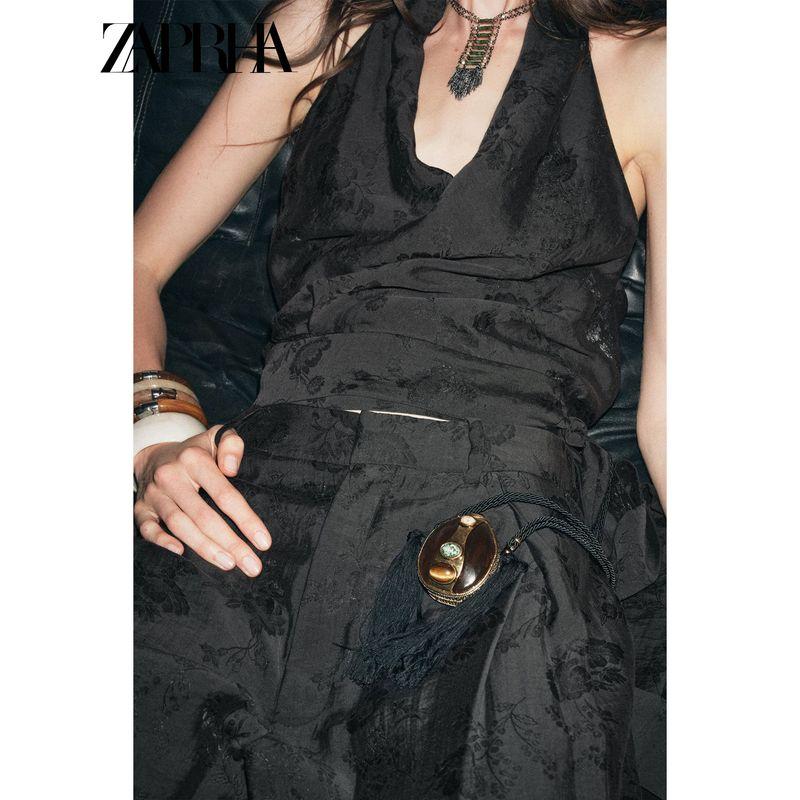 Zaprha 2025 Autumn New Sexy Backless Jacquard Floral Neck Collar Top Outer Wear Gyaru 2731264