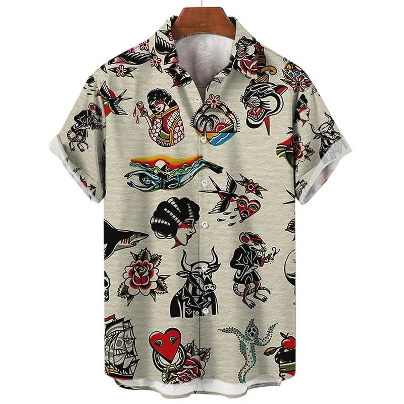

Men s Summer Designer Shirt 3D Ancient Style Plum Blossom Print Hawaiian Shirt Short Sleeve Floral Fashion Retro S