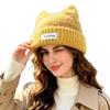 Fuzzy Knit Cat-Ear Beanie Warm Plush Lined Thermal Winter Hat for Women Casual Street Wear Outdoor Daily Use