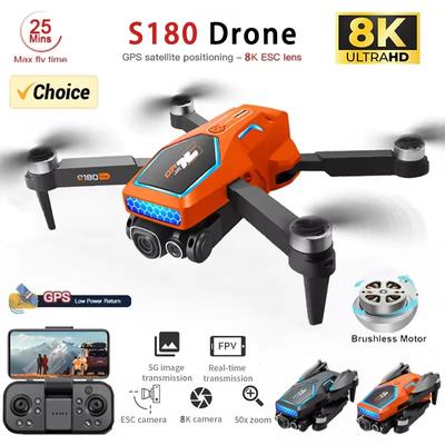 Nowy dron S180 4K/6K/8K HD ESC kamera podwójna optyczny przepływ pozycjonowanie WIFI FPV 360° unikanie przeszkód bezszczotkowy składany zdalnie sterowany quadcopter zabawka
