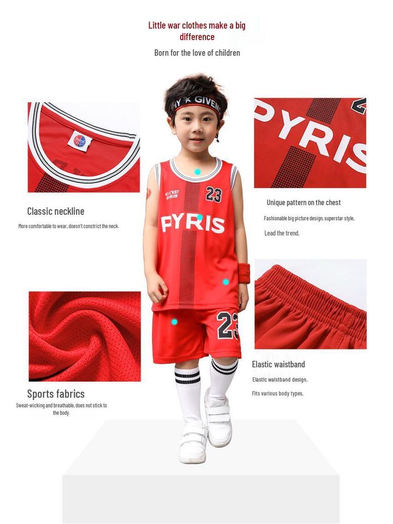 Kids' Basketball Uniform Set - Red Performance Costume for Kindergarten & Elementary School Graduations