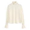 Fashion New 2024 Autumn Winter Long Sleeve Half High Collar Velvet Lace Blouse Shirt Women Tops Blouses Shirts J753
