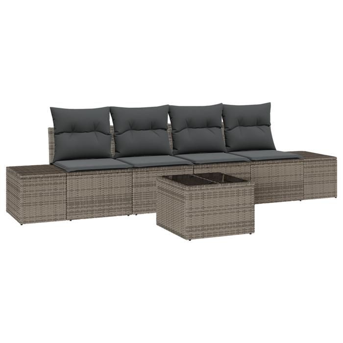 VidaXL Ensemble de canapé de jardin 5 pièces avec coussins gris poly rattan 3355598
