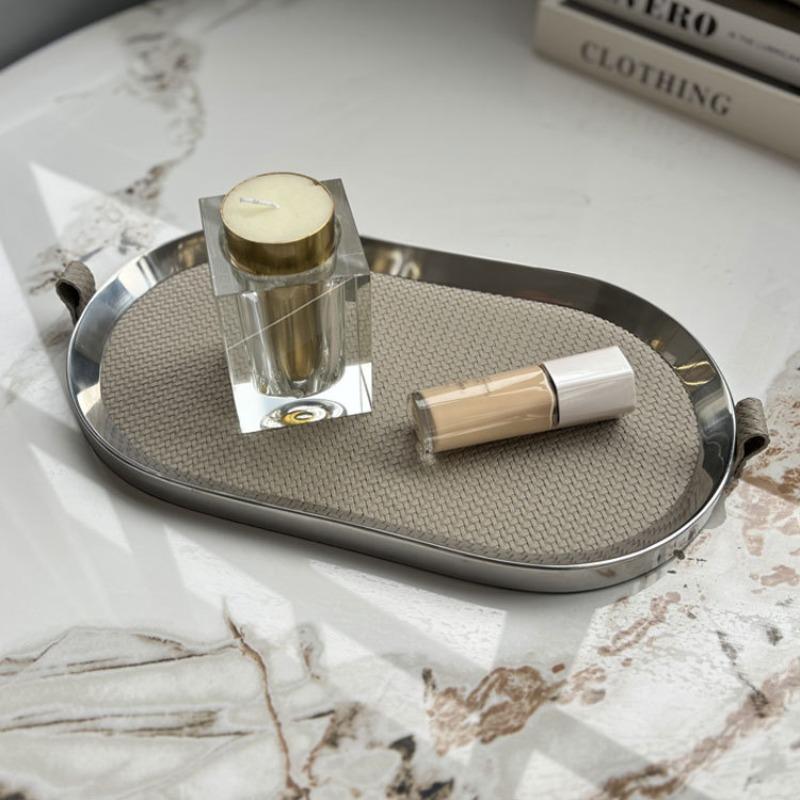 Modern Storage Trays Desktop Leather Storage Trays Living Room Snacks Organize Plate Simple Entrance Hall Key Organize Plate