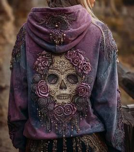Women's Hooded Long Sleeve Sweatshirt Regular Fit Vintage Style 3D Digital Printed Thick Pullover Hoodie Bohemian Winter Casual Top