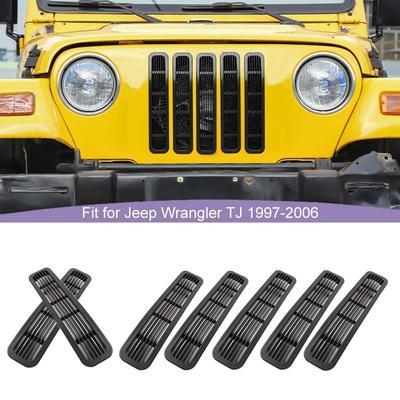 ABS-Auto-Kühlergrill-Abdeckung, Dekorationsaufkleber für Jeep Wrangler TJ 1997-2006, Auto-Außenzubehör, Schwarz
