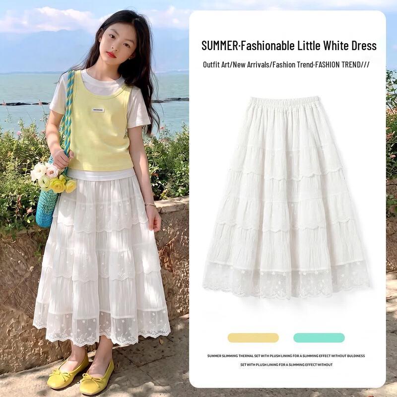 Moonkids Girls 2026 Summer Short-Sleeved Dress 140cm