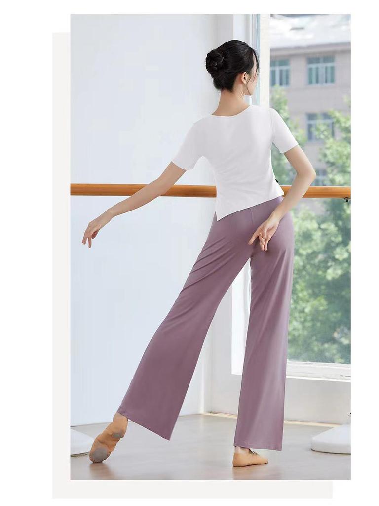 Women's Slimming Modal Dancewear: Classic Practice Top & Modern Wide-Leg Pants for Body Training