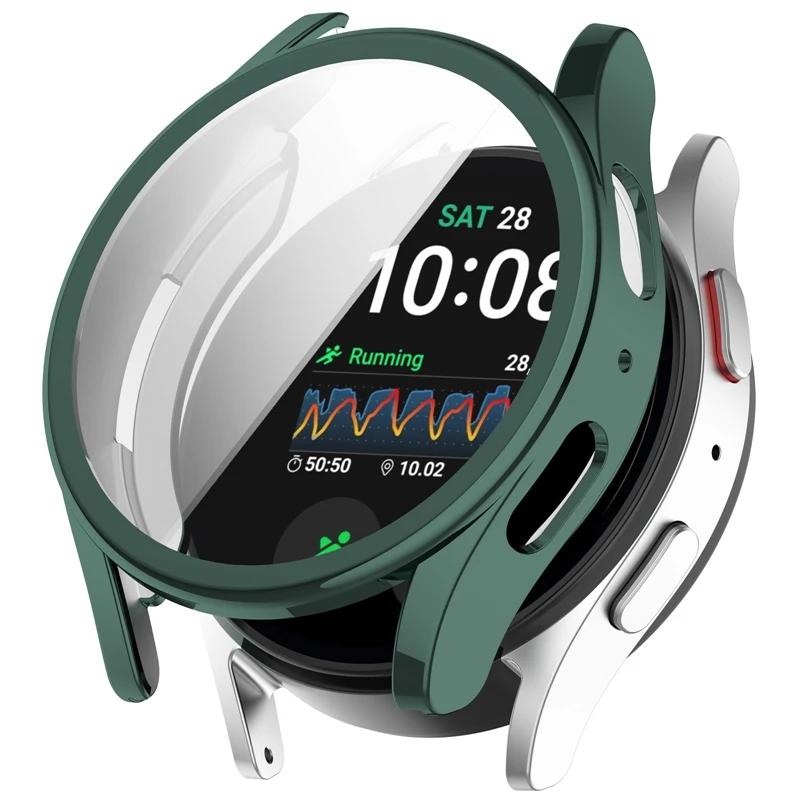 Silikonhülle Glas für Samsung Galaxy Watch 7 40MM 44MM Rundum-Displayschutz Weiche TPU-Schutzhülle Watch7 44mm Hüllen