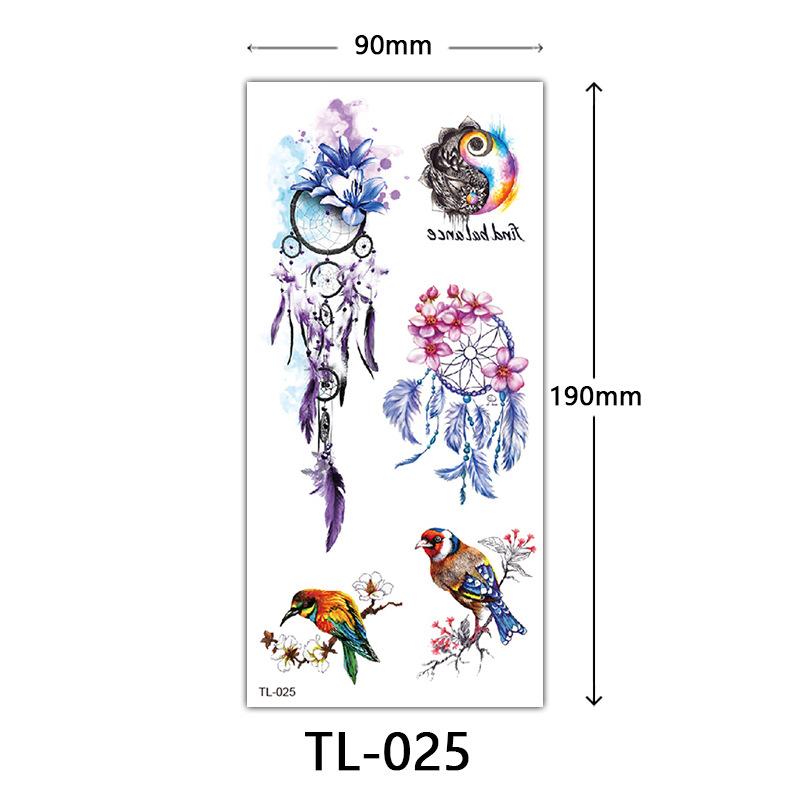 Blumen Tattoo Aufkleber, Farbige Skizzen Tattoo Aufkleber, Englische Buchstaben, Hochzeitsfotografie Tattoo