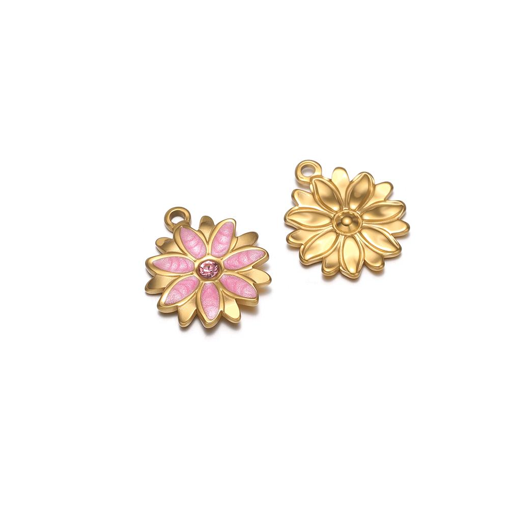 5Pcs Stainless Steel Zircon Sunflower Enamel Charms for DIY Jewelry Findings Girls Necklace Bracelets Pendants Earrings Making