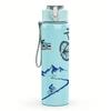 1PC Bike Ski Mountain Scenic Layout 750ml Color Plastic Water Bottle Leakproof Flip Straw Lid For Sports Office Home Use