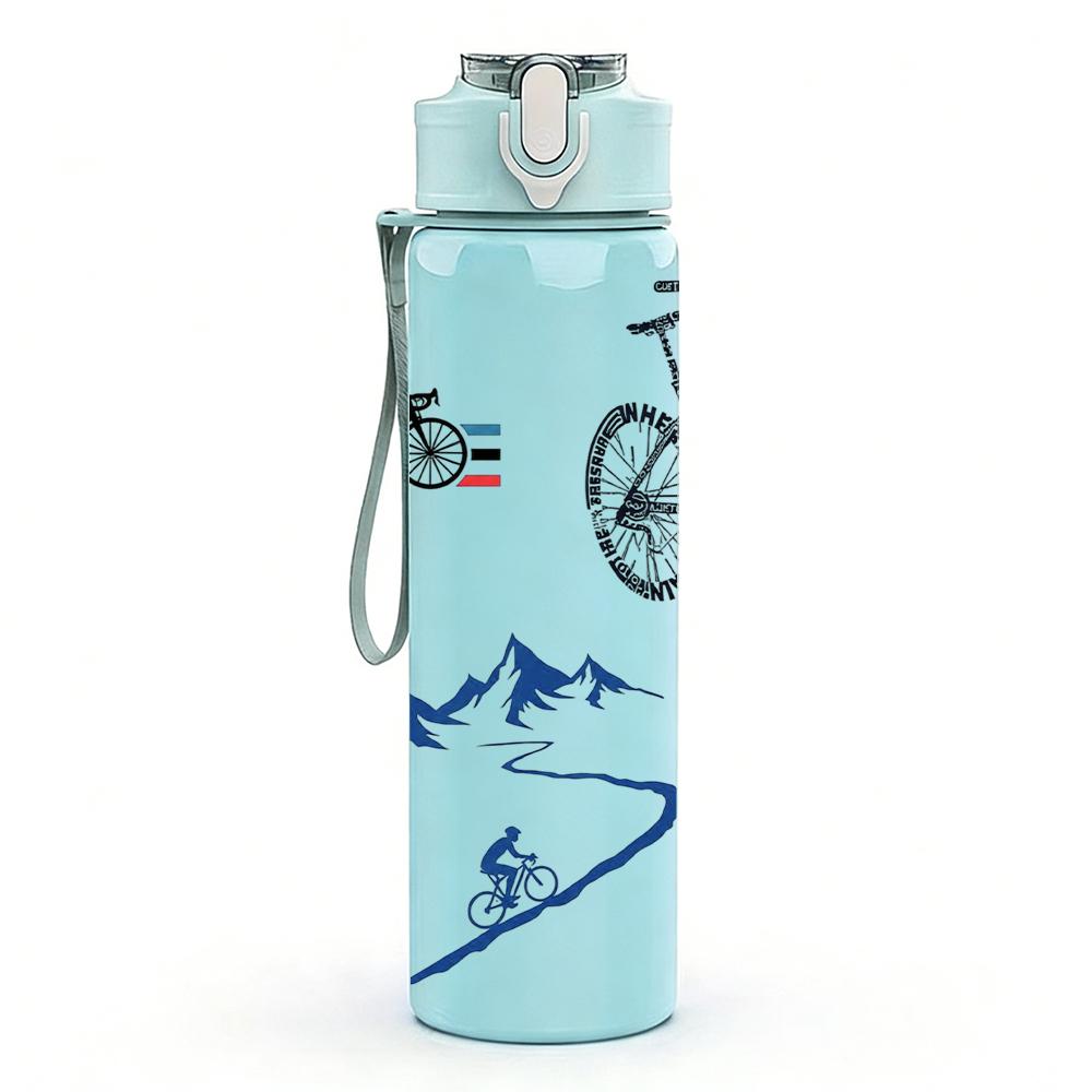 1PC Bike Ski Mountain Scenic Layout 750ml Color Plastic Water Bottle Leakproof Flip Straw Lid For Sports Office Home Use
