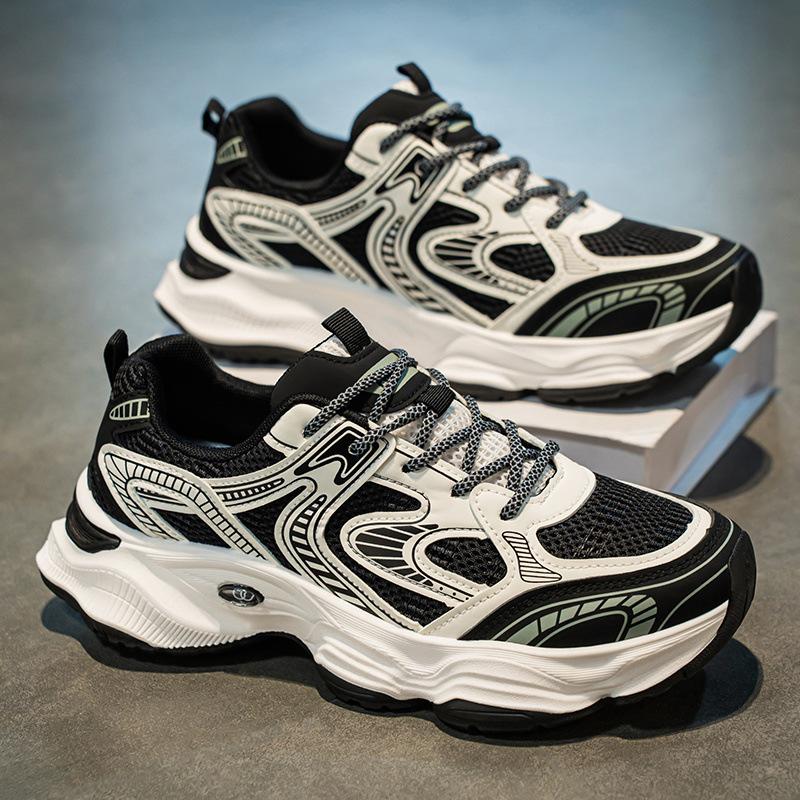 

Мужская обувь новая летняя дышащая сетчатая повседневная обувь для пап мужская толстая подошва увеличивает рост беговая спортивная маленькая белая обувь 44