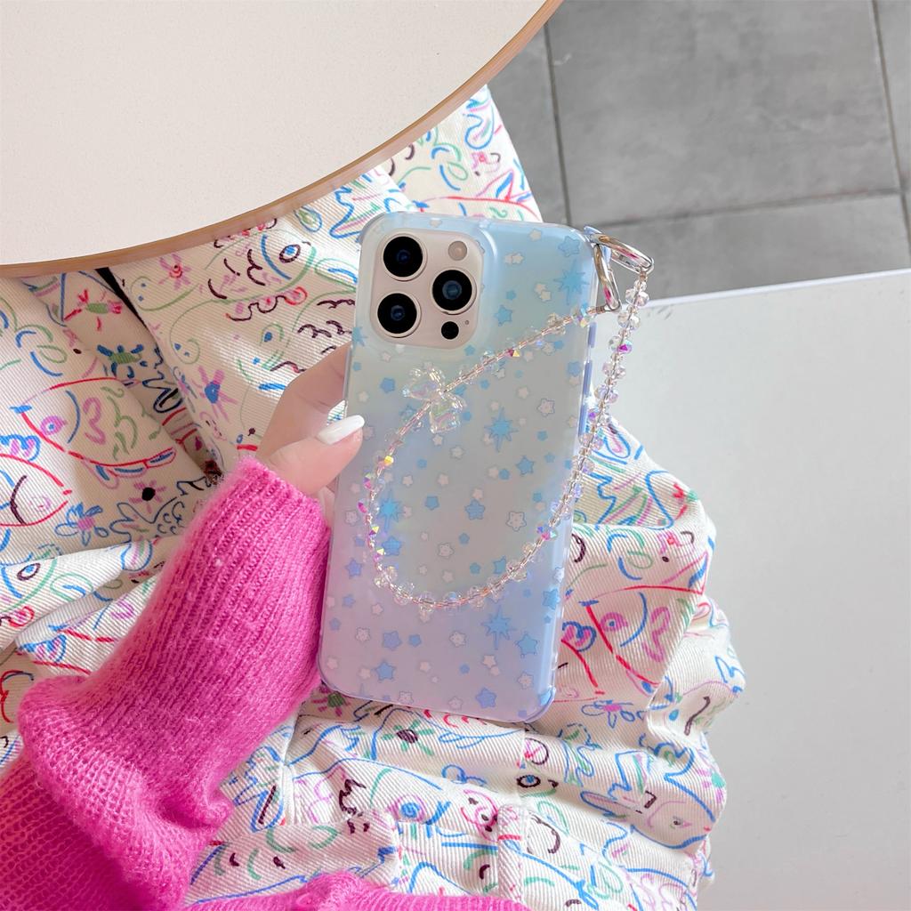 For iPhone 16 Pro Case IMD Star Design TPU Phone Cover with Beaded Strap