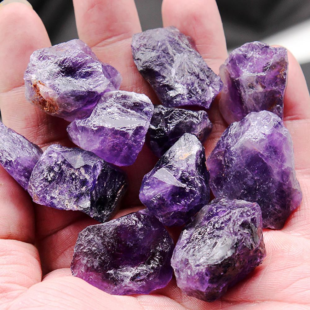 Natural Deep Amethyst Minerals Specimen Raw Mineral Irregular Shape Crystal Stone Fish Tank Bulk Decorative Polishing Rock