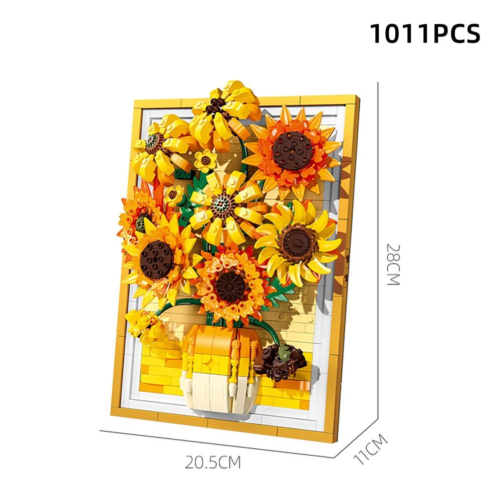 Sunflower Art 3D Model Building Blocks Decor DIY 3D Artistic Beauty, Ideal Indoor Creative Decoration with Memorial Significance