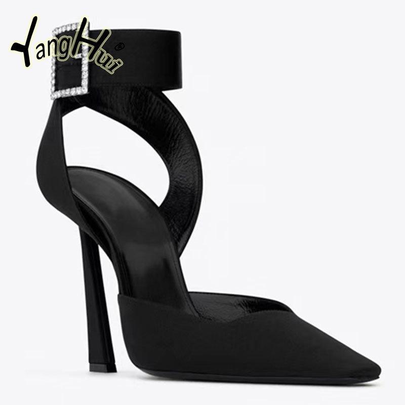 Sexy Diamond Accessories Temperament Dinner Fine Super High Heel Pumps 2024 New Fashion Pointed Elegant Women's Shoes Summer