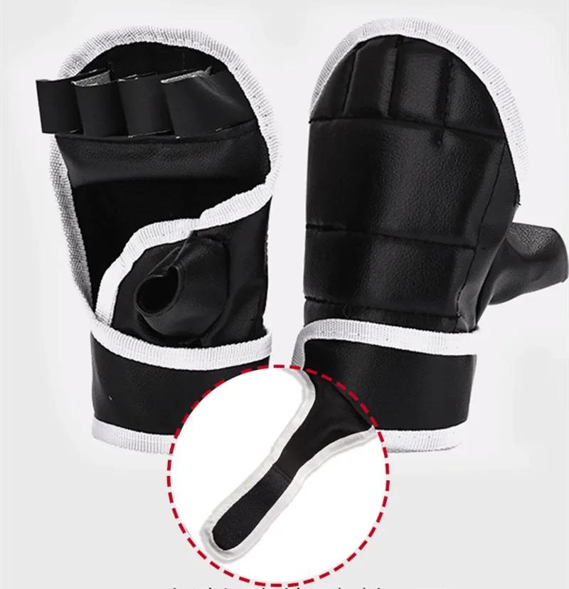 PU Leather Half Finger Boxing Gloves Martial Arts Training Gloves For Muay Thai Karate Kickboxing Workout Unisex Adult Youth