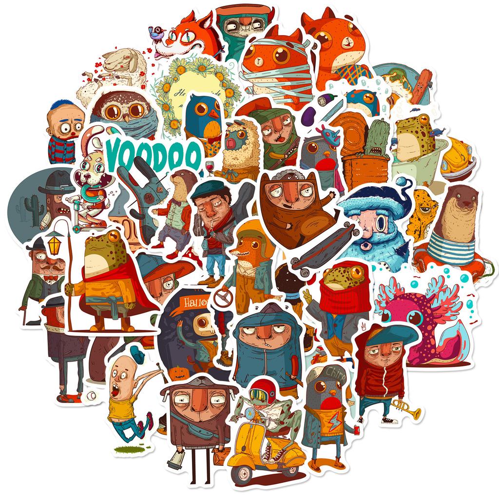 ! T01040444 Clear 50 Sheets Of Him And Them Stickers Luggage Refrigerator Skateboard Stickers Children Animal Stickers