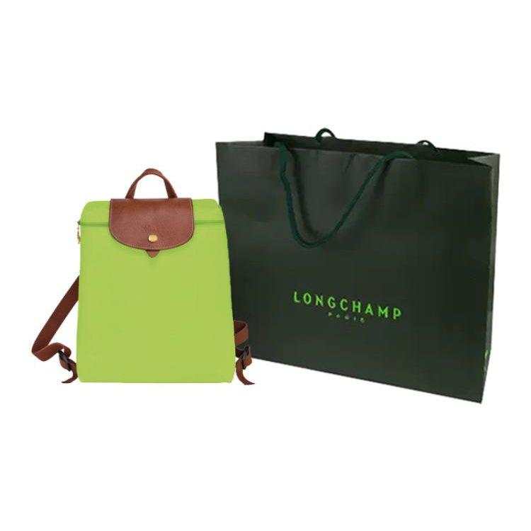 LONGCHAMP Le Pliage Polyamide With Cow Leather Trim Backpack Mini Women's Green 1699089355