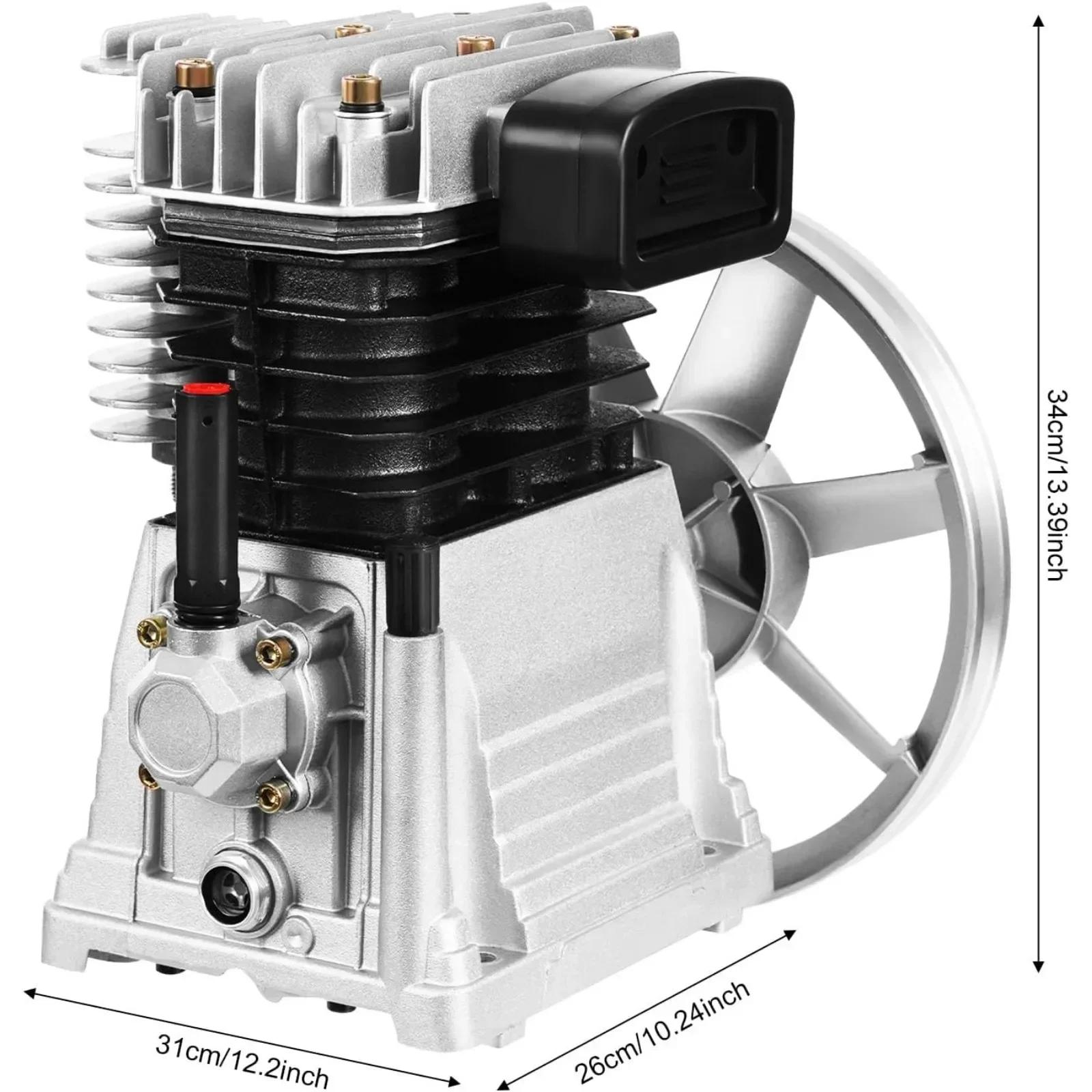 

3HP 66Gal/min 145PSI Single Stage Twin Cylinder Universal Air Tool, Air Compressor Pump Head, 2065-Type Low-Energy срібний