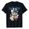 Labubu cute printed women's fashionable blouse T-shirt round neck loose sports casual short sleeve