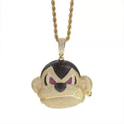 Bling Iced Out Gorilla Pendant Necklace Micro Pave Zircon Monkey Necklace Men and Women Hip Hop Rock Rap Trend Jewelry