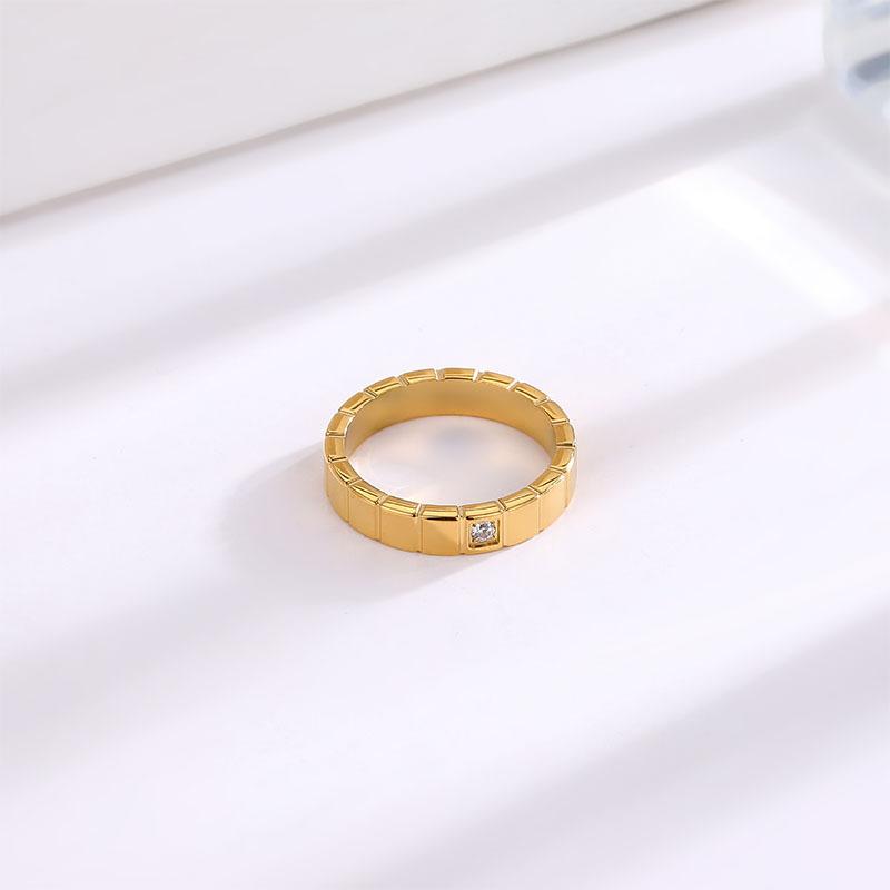 Temperament High-end Wide Version Square Single Titanium Steel Ring Female Couple Ring Same Style Trendy Jewelry