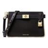 Michael Kors Tatiana Solid Lock Letter Logo Commuter Leather Tote Bag Small Women Tote Bags Black 32T9GT0C5L-BLACK