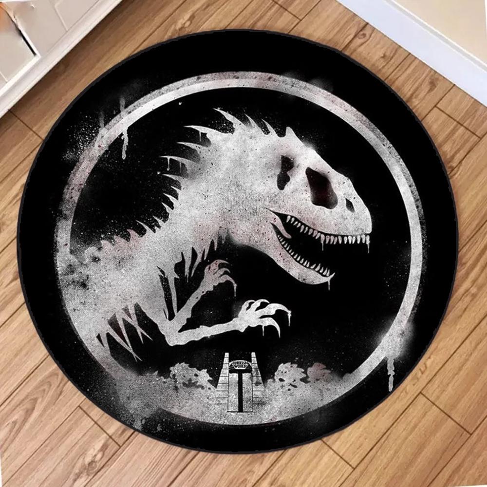 Cartoon Dinosaur Print Round Carpet Non Slip Circular Rugs for Children Bedroom Decor Home Living Room Sofa Balcony Hallway Mat