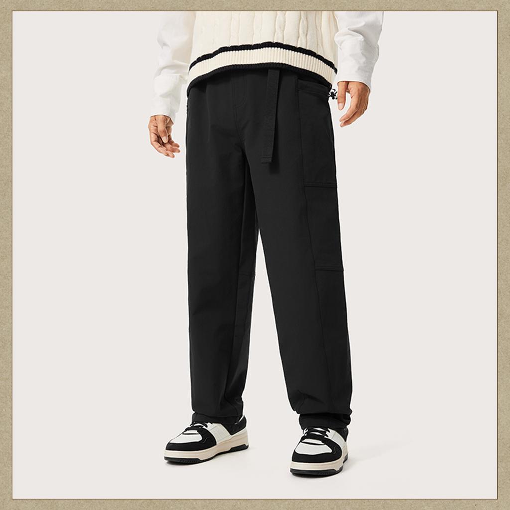 Li-Ning Sports Lifestyle Series Solid Color Mid-Rise Comfortable Breathable Versatile Straight Leg Casual Pants Men Bottoms Black AYKU739-2