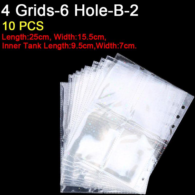 10PCS Inner Page Photocard Binder Multi-Pockets Kpop Sleeves Photo Album Page Idol Photo Card Protector Book 1/4 Grids 3/6 Holes