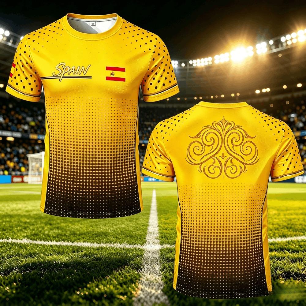 Summer Spain Flag Graphic Jersey Fashion Quick-drying Football T-shirt Men Women Sports Training Casual Breathable Kids T-shirts