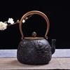 Cast Iron Boiling Teapot for Tea Brewing, Traditional Heating Water Kettle, Charcoal Stove Compatible, Rustic Black