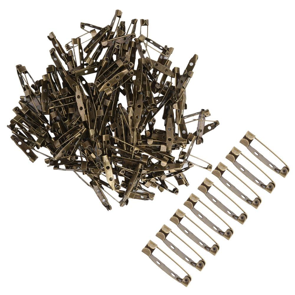 200pcs Vintage Safety Pins Bronze Bar Pins Safety Pins Brooch Pins Badges S