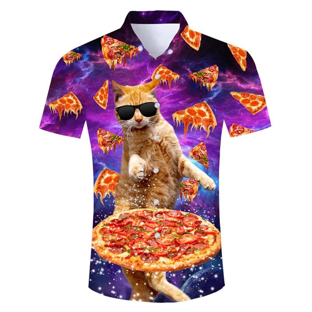 Cămașă Hawaiiană de Plajă pentru Bărbați Imprimeu 3D Animal Amuzant Tricou Top Casual cu Mânecă Scurtă Butonată Cămași Aloha de Vacanță Streetwear